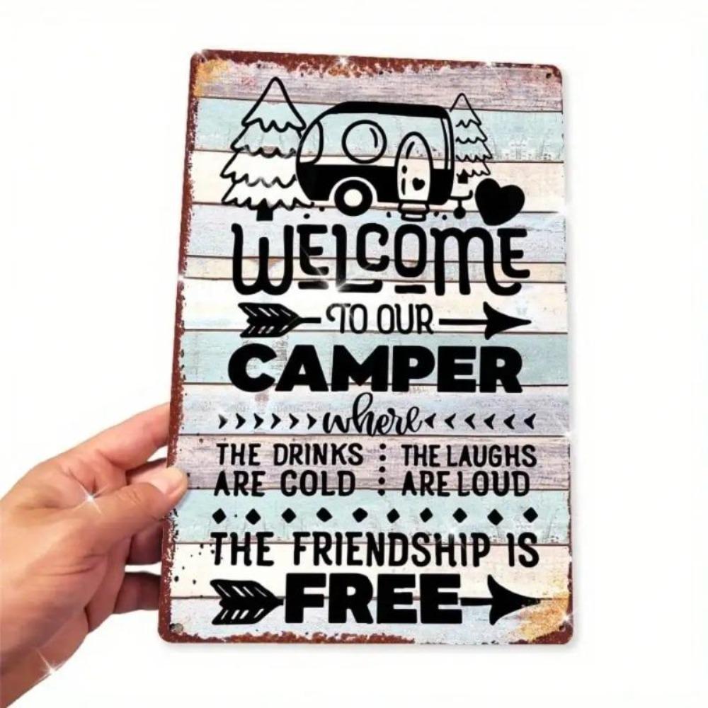 Metal Tin Sign Farmhouse Kitchen Decor Apple Basket Fruit Storage Bin Checkered Fabric Organizer