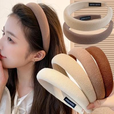Módní jednobarevné vlasové pásky dívky vintage elastické čelenky houbičky na vlasy obruč korejské vlasové doplňky pro ženy