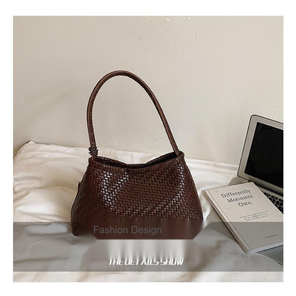 Xeie Thuk Shoulder Bag Women PU Woven Texture Daily Commute