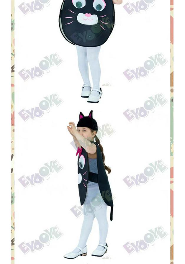 Kid's Halloween Ladybug, Bee, and Black Cat Hooded Costumes for Kindergarten Role-Playing & Stage Performances