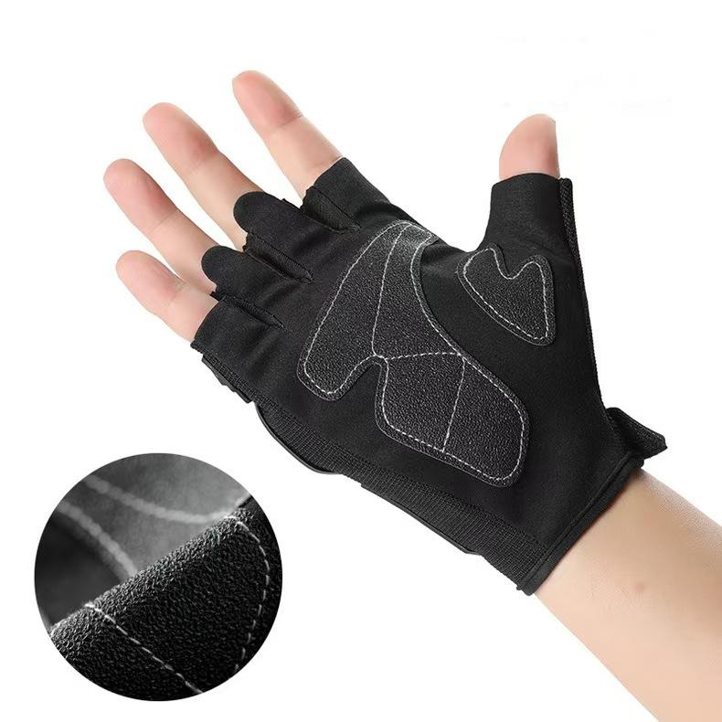 Antislip Breathable Lightweight Goatskin Tactical Half-Finger Unisex Motorcycle Riding Winter Sun-protective Shock-proof Daily