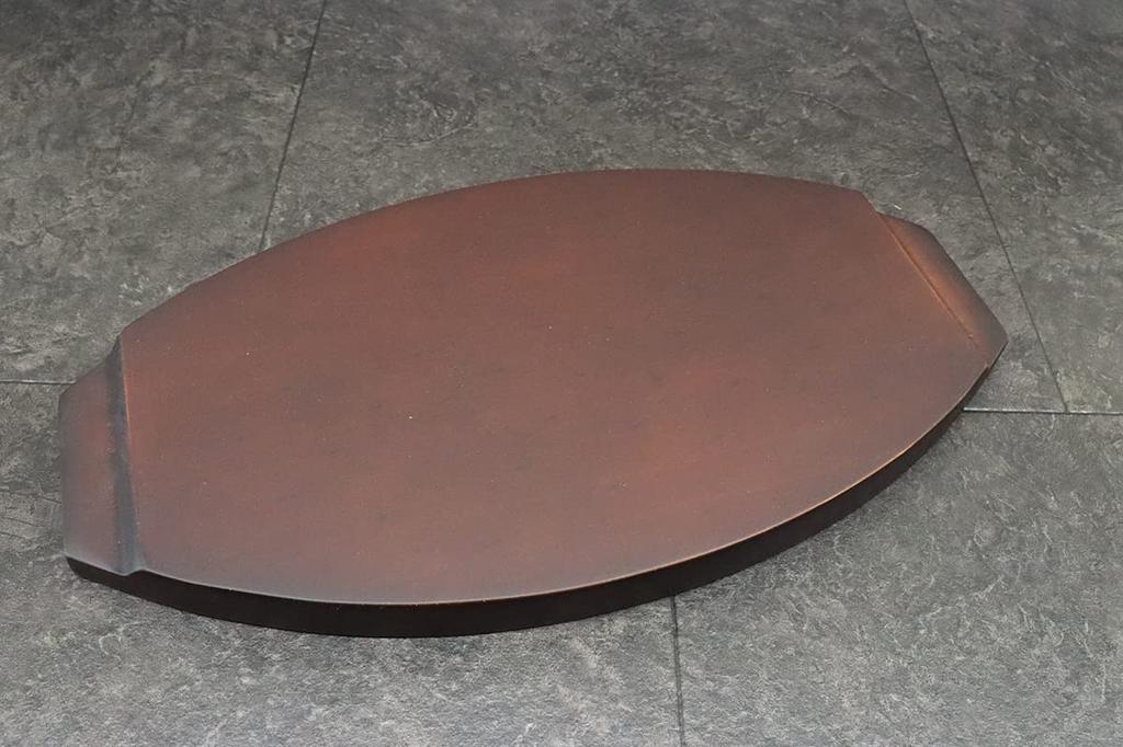 Asahi Steak Plate (with Wooden Base), Cast Iron, New Oval, Induction Compatible, Commercial Use