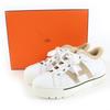 Great HERMES Low Cut Sneakers Dare H Logo Design Mouton Leather White Beige 38 Used