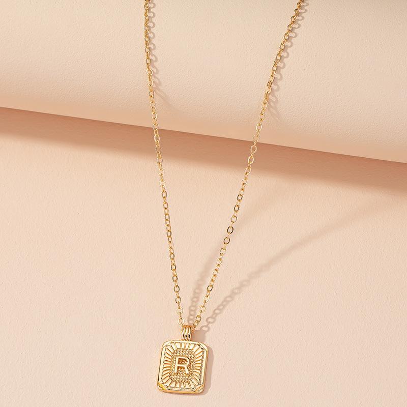 Square Brand 26 English Letter Necklace Hip-hop Necklace Ins Style Female European and American Design Sense Clavicle Chain