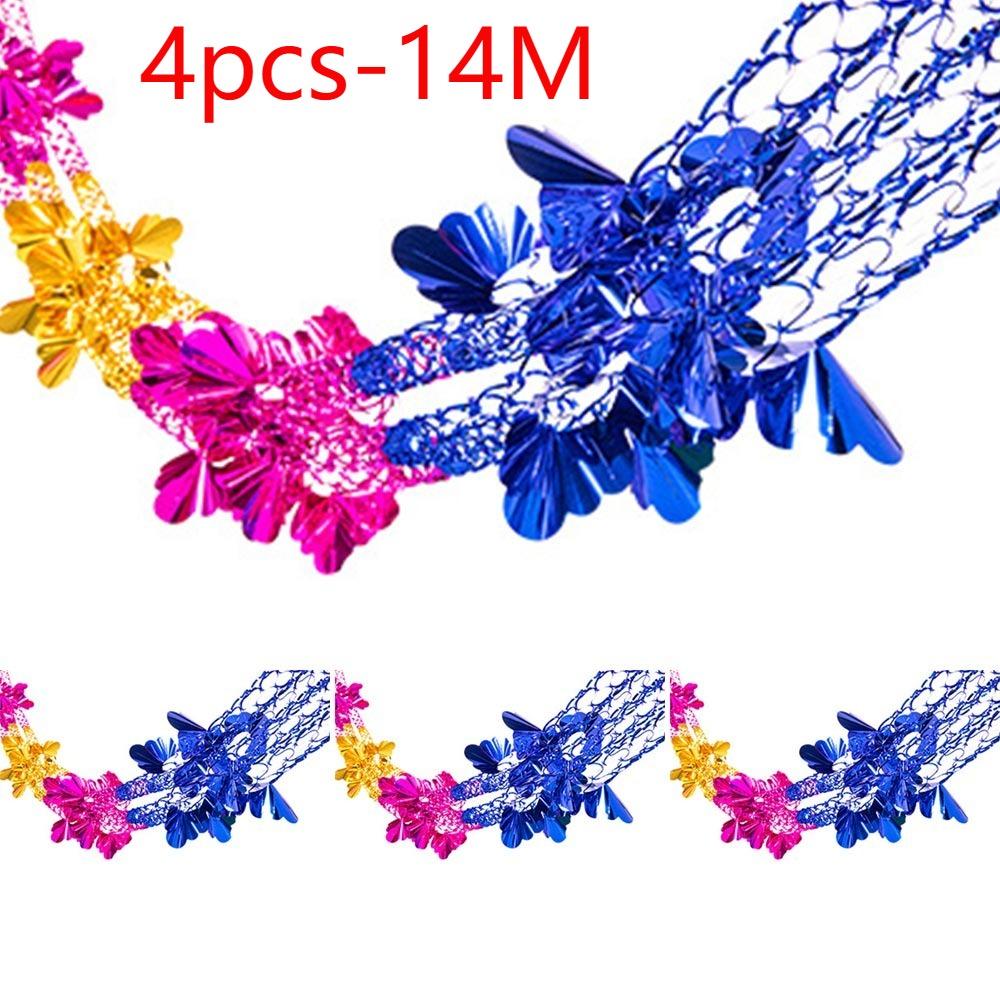1/4pcs Xmas Gift Christmas Metalic Foil Garland Multi Colour Wedding Accessories Ceiling Wreath Creative Party Supplies
