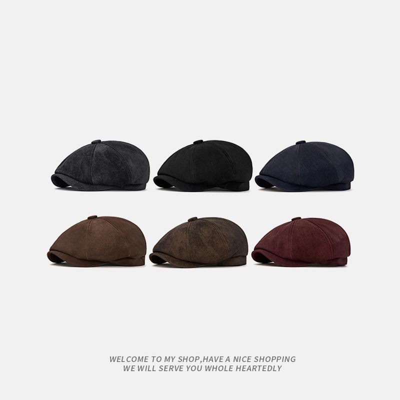 Autumn Winter Warm Beret Men Octagonal Cap British Vintage Cap Painter's Cap Newsboy Cap