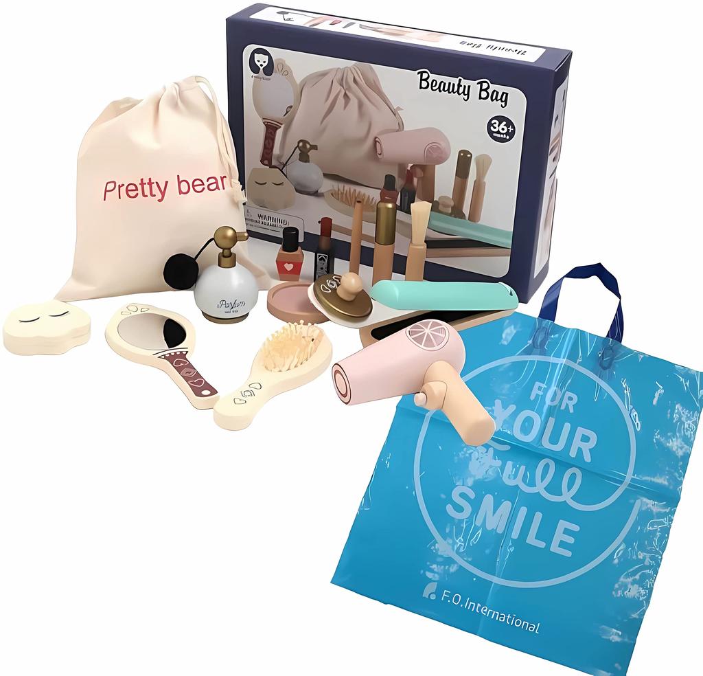 Wooden Cosmetic Toy with Shopper 6941341 F.O.TOYBOX Set, Multicolor, Container,