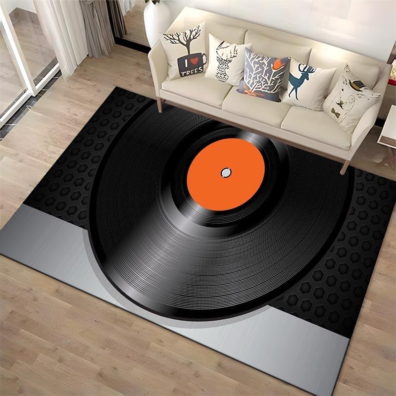 Vintage Vinyl Record Design Carpet for Living Room, Music Lover Decor Suitable for use as an anti-slip for living room bedroom sofas