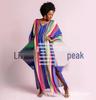 Vertical Stripe Drawstring Robe - Casual Beach Bikini Cover-up