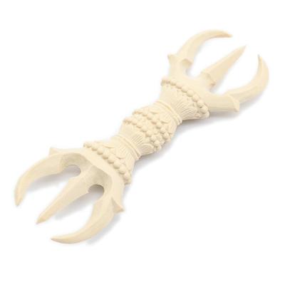 Spezielle buddhistische Statue Vajra 15cm Zypressenholz-Schnitzerei Buddhistisches Altar-Werkzeug 27941 Kuritas [Ritualwerkzeug] Dreizack