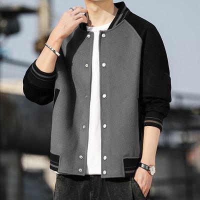 Spring/Autumn 2024 Men's Trendy Japanese Retro Baseball Jacket - Casual Loose Color Block Outerwear