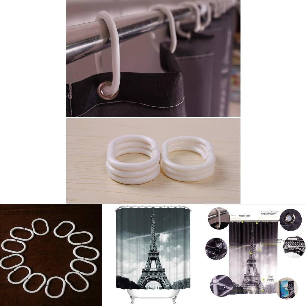 Eiffel Tower Polyester Shower Curtain With City Nightscape Bridge Design For Bathroom Decor