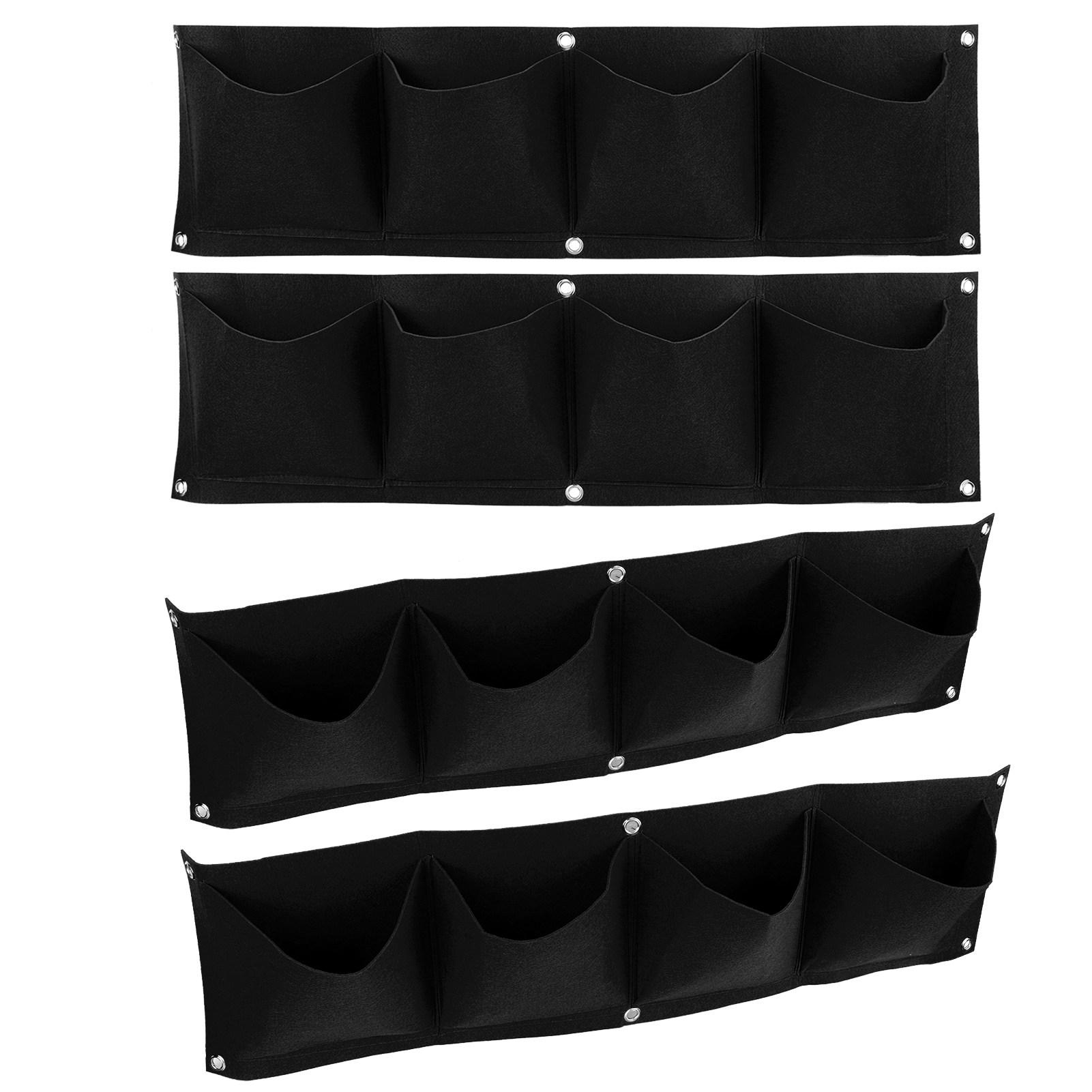 

4Pcs 4 Pocket Plant Grow Bag Wall Mounted Reusable Degradable Felt Garden Planter