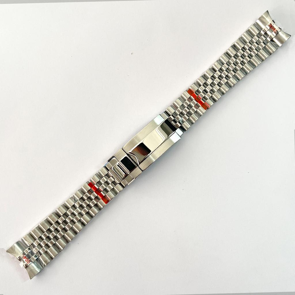 20MM Width Silver Presidential Solid Bracelet 904L Stainless Steel Glide Lock Clasp Wristband for Sub Log NH34 NH35 Watch Case