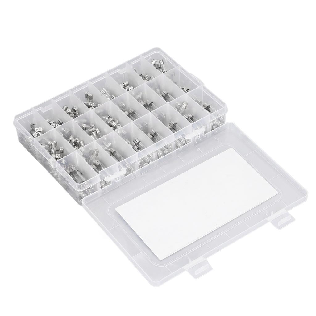 360Pcs Glass Fuse Tube 0.25A?20A 24 Types 6x30mm 5x20mm Assortment Set Kit for Circuit Protection