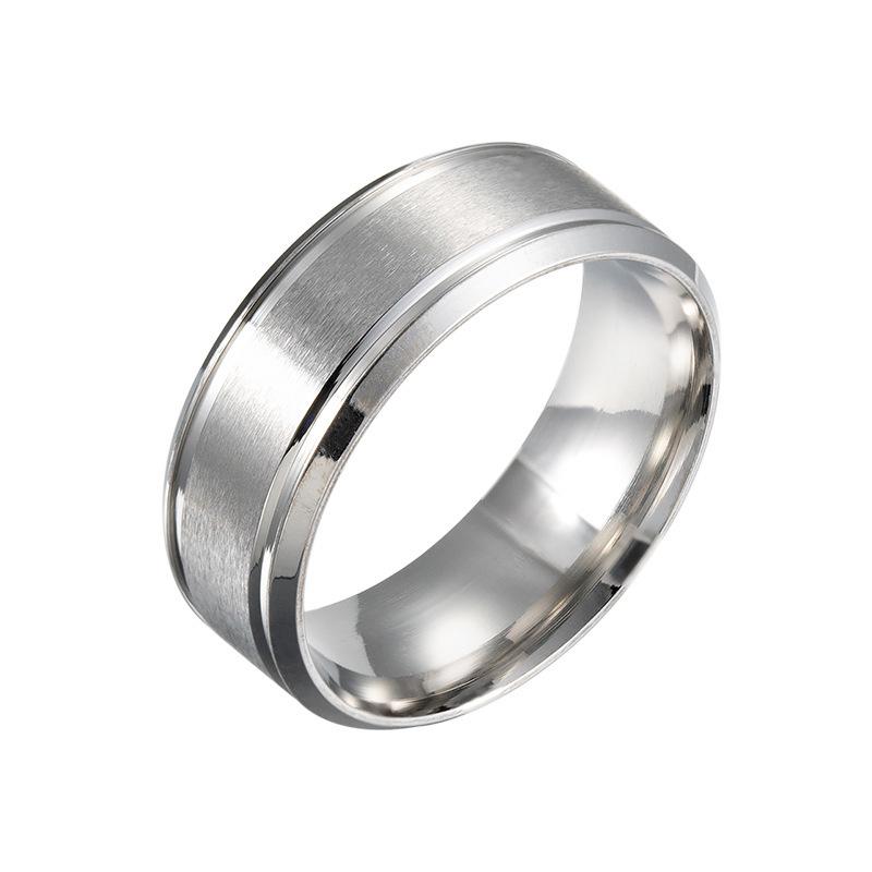 Hoshiai Stainless Steel Matte Beveled Edge Men's Ring, 8mm