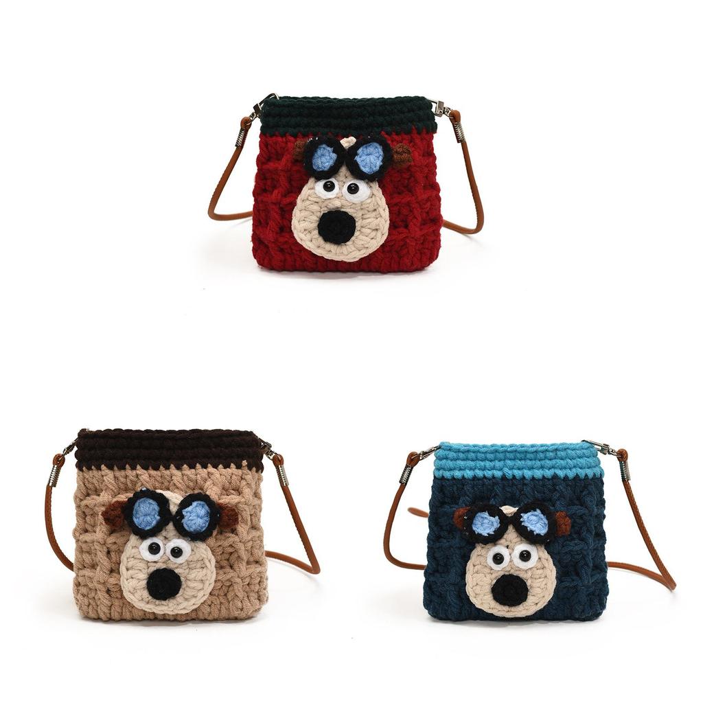 Cute Knit Dog Phone Bag With Card Pocket For Everyday Casual Wear