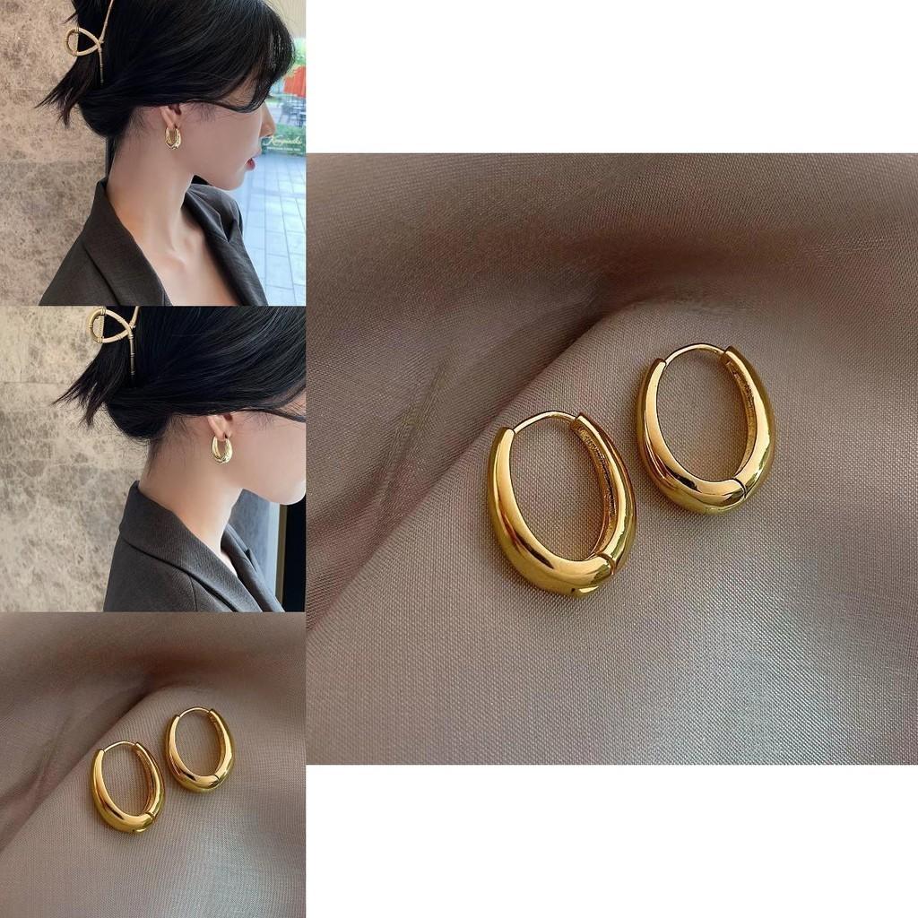 Chic American European Style Oval Earrings For Women Gold Plated Alloy Fashion Statement