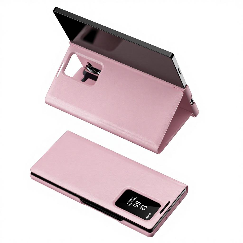 Pour Z Fold7/6 Étui Magnétique de Luxe pour Téléphone Portable à Rabat sans Fenêtre Intelligente de Veille Pliable en Trois Cuir Style Officiel