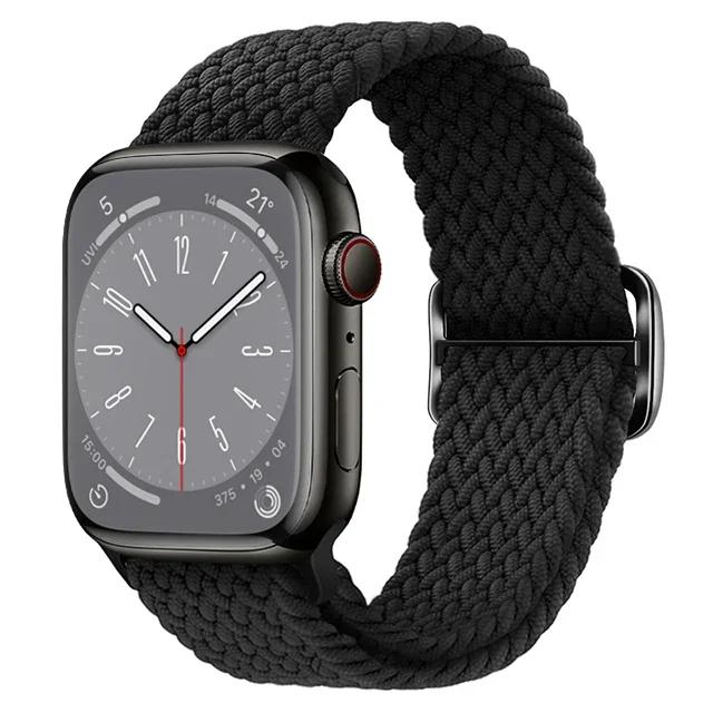Braided Solo Loop For Apple Watch Ultra Band 40mm 44mm 41mm 38mm 49mm 45mm Elastic Nylon Bracelet iWatch Series 9 8 7 3 Se Strap