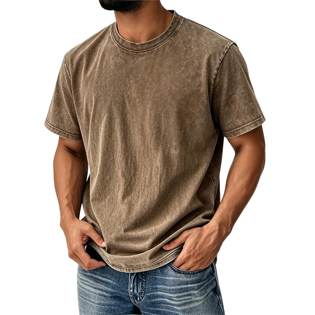 Men's Summer Trendy Vintage Washed Printed Casual Fashion T-shirt