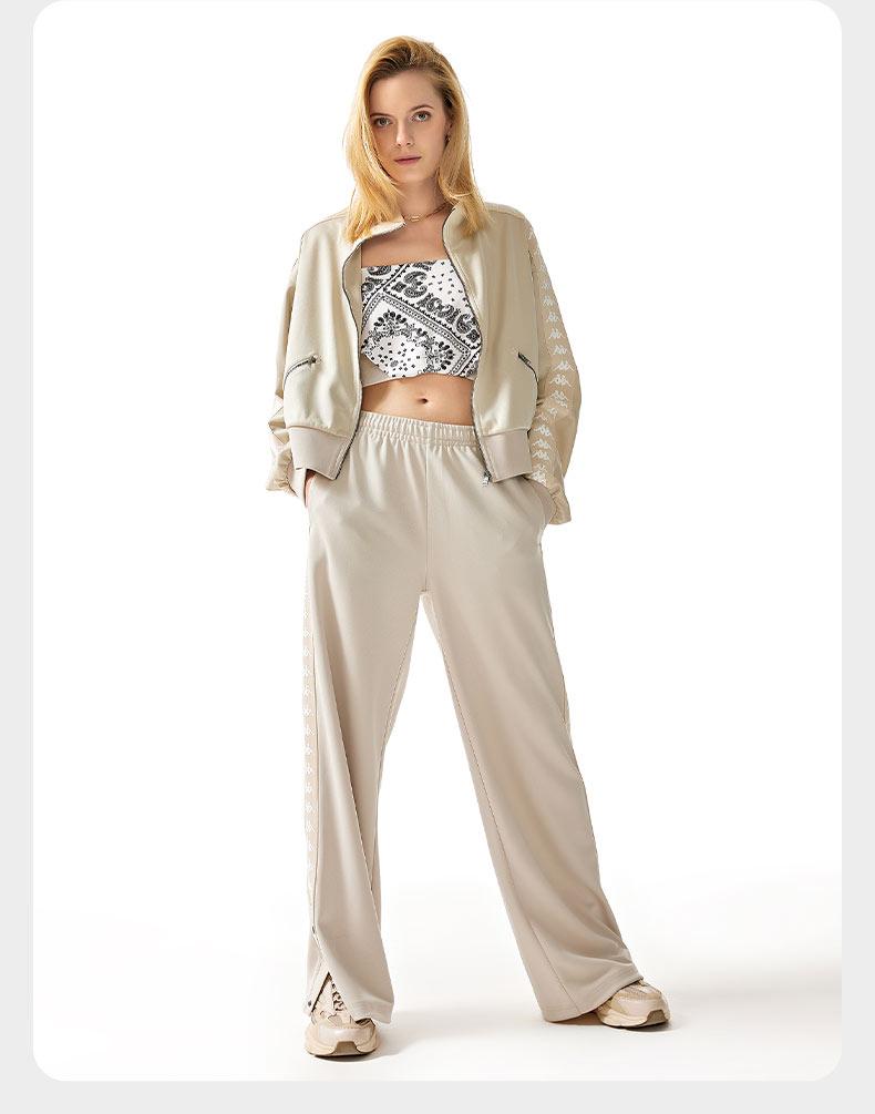 Kappa Tag Sports Pants New Women's High Waist Straight Leg Pants Buckle Casual Pants Waist Pants