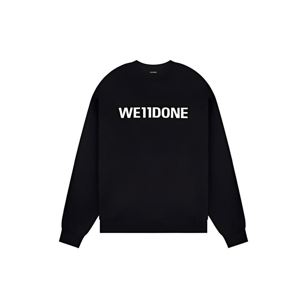 WE11DONE Fw22 Solid Color Logo Print Crewneck Sweatshirt Unisex Sweatshirt Black WD-TS3-22-844-U-BK