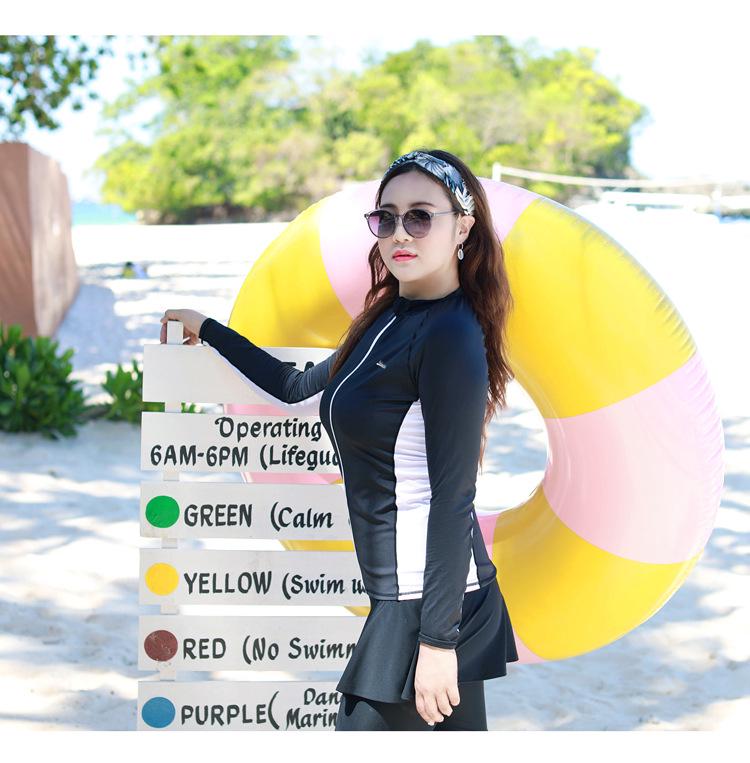 Plus-Size Women's Two-Piece Diving Suit, XL, Long Sleeves & Pants, Sun Protection, Slimming, Jellyfish-Resistant, 5-Piece Set