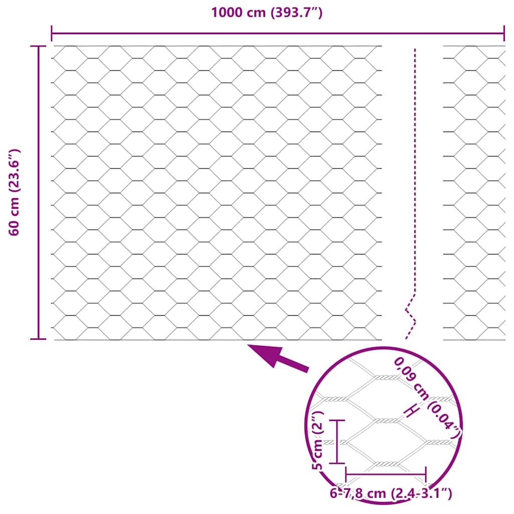 Hexagonal Fence Gray 0.6 X 10 M PVC