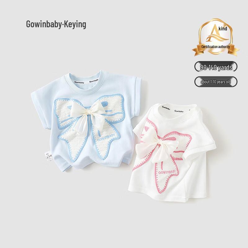 Детская футболка с коротким рукавом и 3D-бантом GOWINBABY для девочек 90