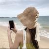 Women's Lace Bow Straw Hat 2026 New Summer Fashionable Foldable Wide-brimmed Sun Hat Beach Vacation Outerwear Hats for Ladies