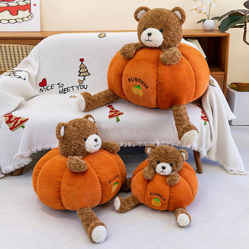 Cute Pumpkin Bear Doll Plush Toy Girl Bed Sleeping Doll Warm Heart To Accompany Girlfriend Birthday Gift