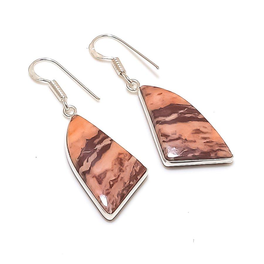 Natural Cappuccino Jasper 925 Sterling Silver Jewelry Earring 1.85  AE-12093