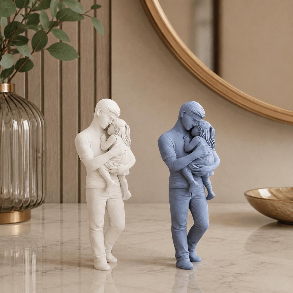 3D Printed Father and Girl Statues Standing Nordic-Style Ornaments Father's Day