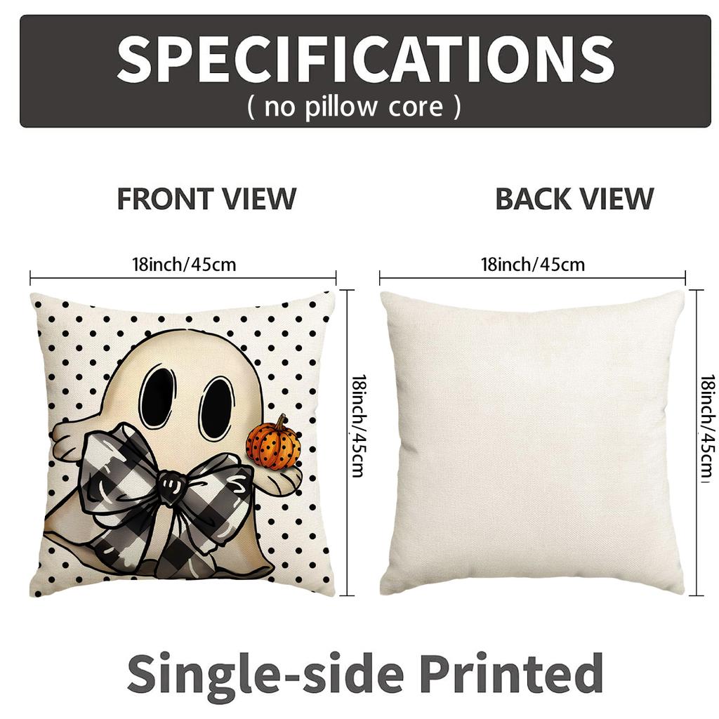 1/4Pcs Halloween Pillowcase, Happy Halloween Pumpkin Ghost Cushion Cover, Decorative Sofa, Living Room, Bedroom Cushion Cover