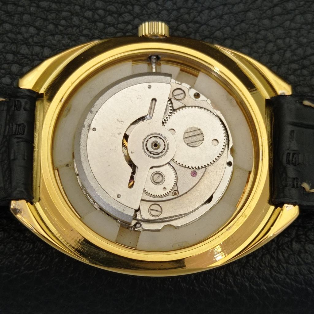 VINTAGE HMT KANCHAN 6501 AUTOMATIC INDIAN MENS GOLDEN COLOR DIAL WATCH A441013-4 HT-a441013