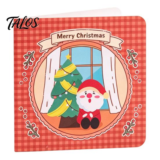 Xmas Message Cards 10Pcs Merry Christmas Greeting Set, Folding Cartoon Blank Note Cards, Festive Blessing for Holiday Gift