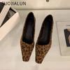Fashion SUOJIALUN Spring New Brand Women Square Low Heel Pumps Shoes Fashion Shallow Slip On Ladies Boat Shoes Outdoor Dress Single Shoe