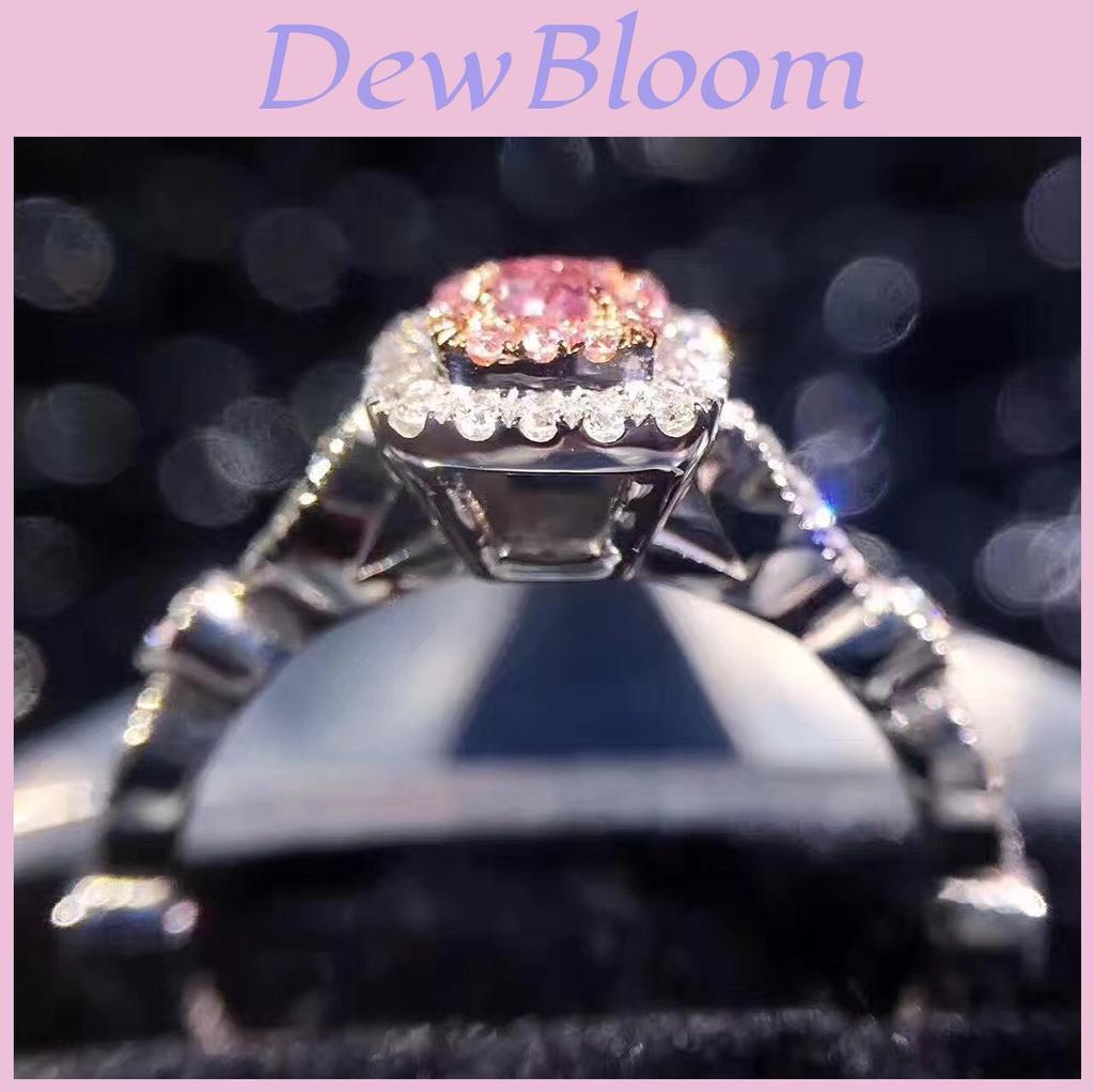 Stone Ring With Pink Zircon Luxury Finger Ring Bride Couple Wedding