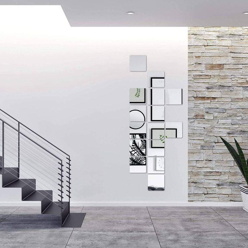 16pcs Mirror sticker Self Adhesive Mirror Wall Sticker Acrylic Square 15x15cm Decorative Wall Mirrors Home Bathroom Decoration