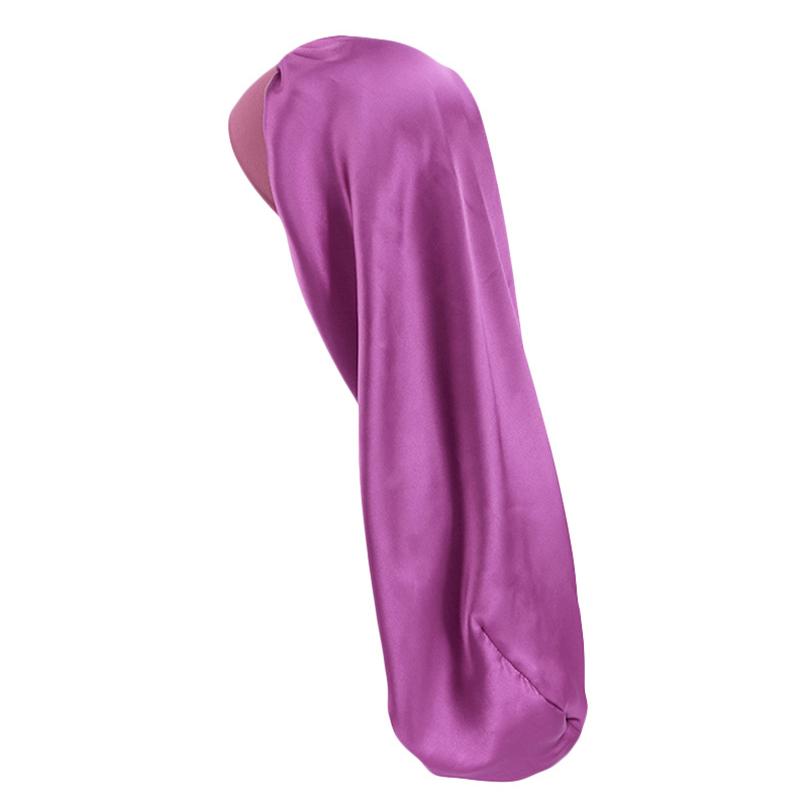 1Pc Women Solid Color Hair Hat Double Sided Silk Satin Bonnet Long Hair Polyester Night Sleep Cap Dreadlocks Braids