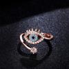 Cubic Zircon Turkey Evil Eye Ring 18k Gold Color Plated Adjustable Open Ring for Women Amulet Islamic Jewelry Gift