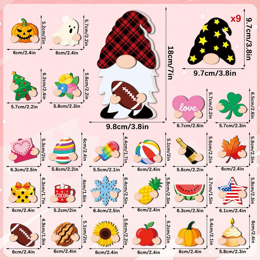 Interchangeable Gnomes Wooden Ornaments Tabletop Festival Decor with Changeable Clothes Christmas Holiday Home Decoration Set