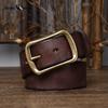 Men's Genuine Leather Belt Retro Distressed Pleated Copper Buckle Korean Style Casual Jeans Belt
