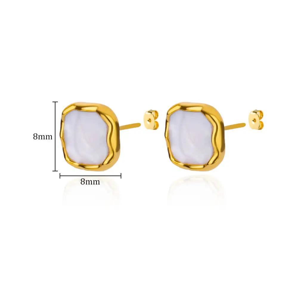 Stainless Steel Enamel White Heart Earring for Women Minimalist Gold Color Stud Earrings Waterproof Vacation Charm Zircon Gifts