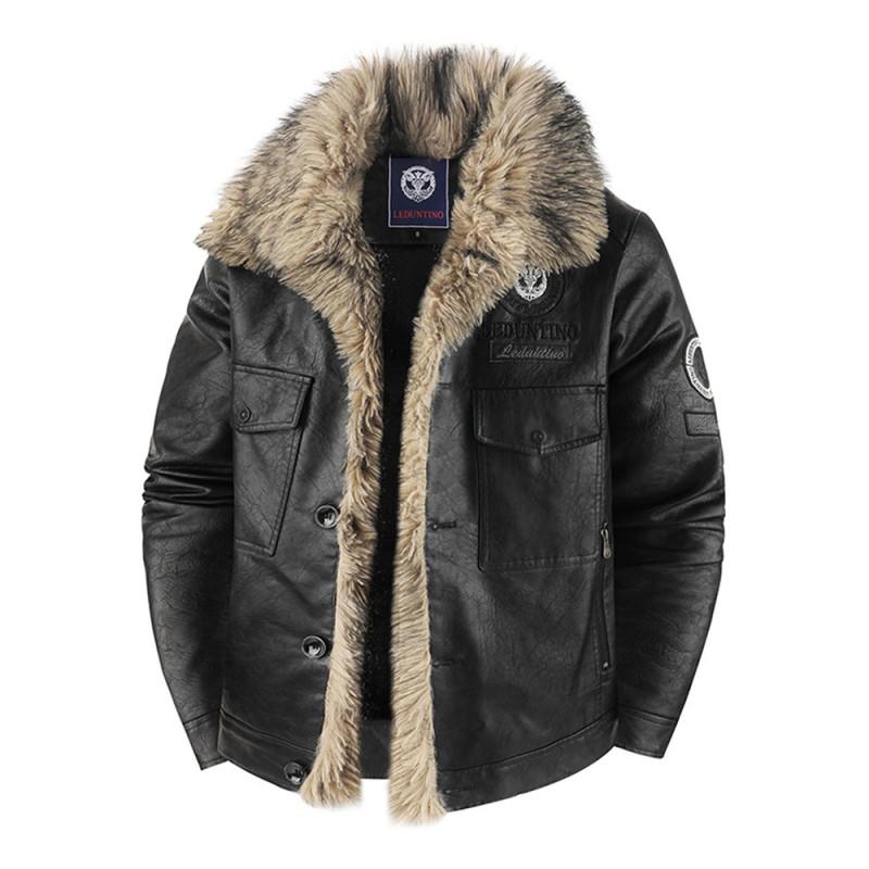 Giacca Invernale da Uomo in Ecopelle PU Oversize Stile Biker Cappotto Casual in Nero Caffè Rosso Vino