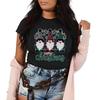 T-shirt Imprimé Rétro Père Noël Joyeux Noël Manches Courtes Col Rond Polyvalent pour Femme