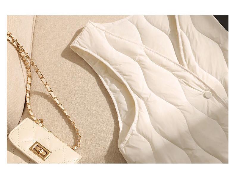 Chaleco acolchado de algodón para mujer: Superligero y Fino, Cálido, Sin Mangas, Abotonado para Primavera, Otoño, Invierno