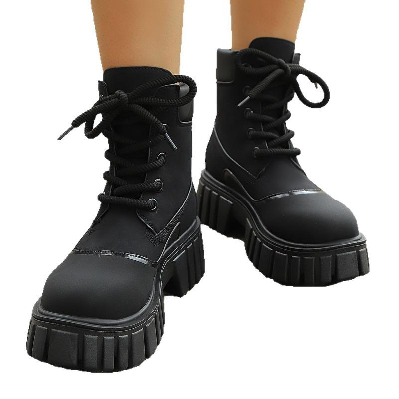 Foreign trade new European and American style large size short Martin boots women's cross-border new British style round head thin knight boots