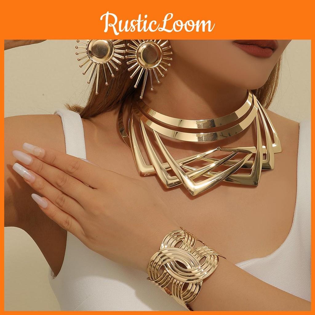 Summer Stylish Jewelry Set With Gold Finish Pendant Earrings Bracelets And Necklaces For All